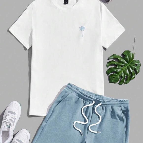 Manfinity Other - Manfinity Knitted Crew Neck Short Sleeve T-Shirt And Drawstring Shorts Set